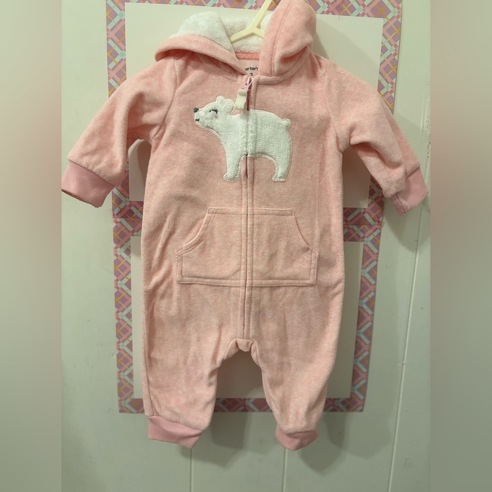 Bundled (2pcs) -Carter's girl's  Hooded fleece jumpsuit.